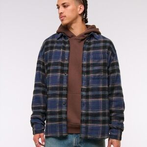 Abercrombie & Fitch Soft Flannel Red White Blue Plaid Classic Button Front Shirt